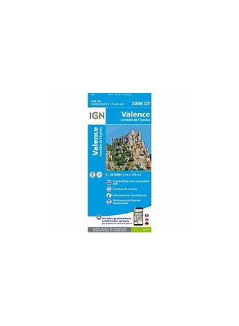 CARTE IGN BLEUE 3036 OT: VALENCE / CORNICHE DE L'EYRIEUX