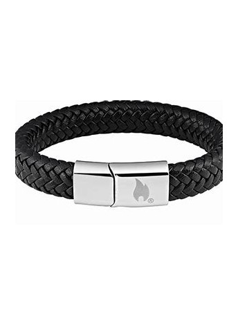 BRACELET HOMME ZIPPO EN CUIR TRESSE ET ACIER