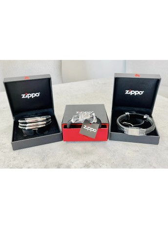 BRACELET ZIPPO HOMME EN CUIR TRESSE ET ACIER